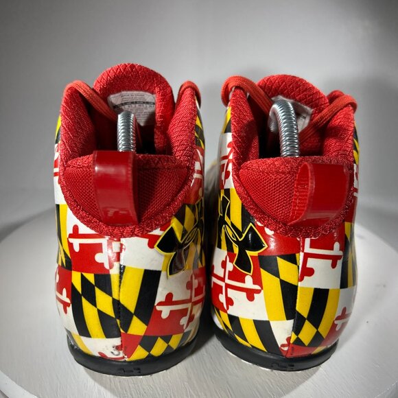 RARE Under Armour Mens Size 10.5 Shoes Maryland Flag Sneakers Mid Top Terrapins - Picture 7 of 13